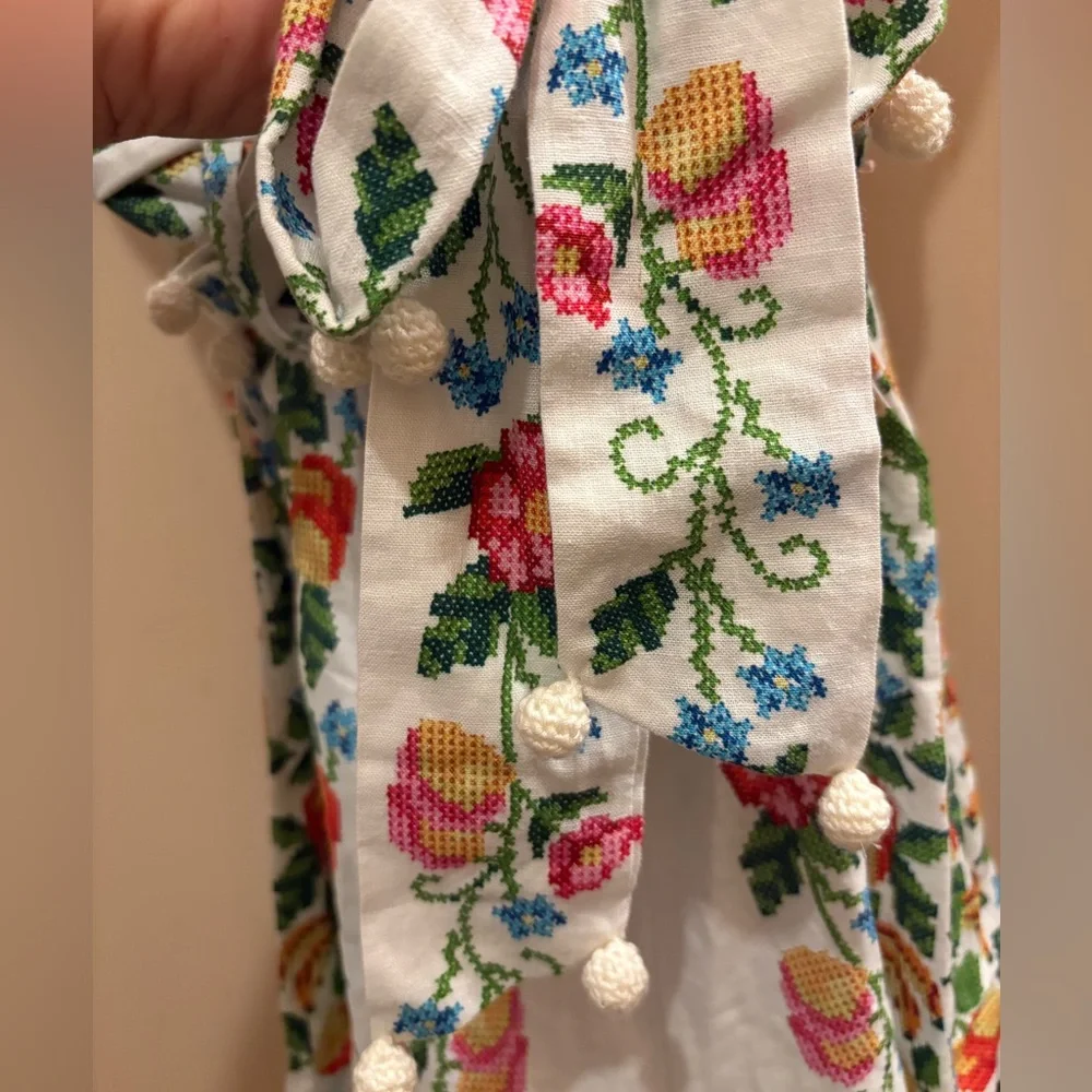 NWOT FARM Rio Tropical Romance Floral-Print Linen-Blend Romper Women’s Medium - Picture 13 of 16
